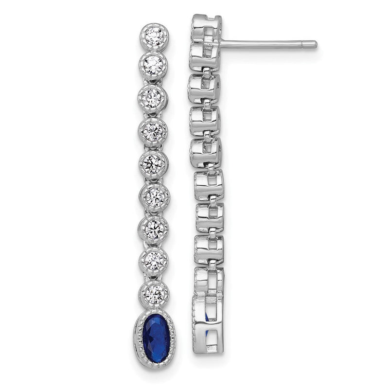 Sterlingsilber Rhodiniert Poliert Blau/white Zirkonia Stecker Ohrhänger