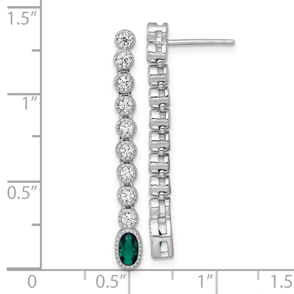 Sterlingsilber Rhodiniert Poliert Grün/white Zirkonia Stecker Ohrhänger