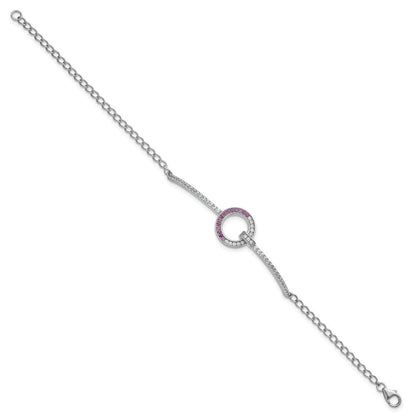 Sterlingsilber Rhodiniert Weiß & Rot Zirkonia Armband