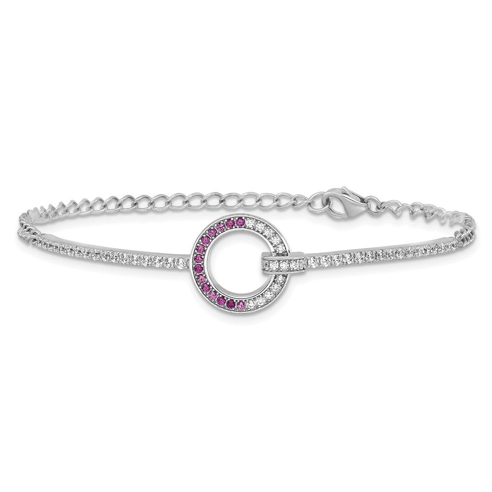 Sterlingsilber Rhodiniert Weiß & Rot Zirkonia Armband