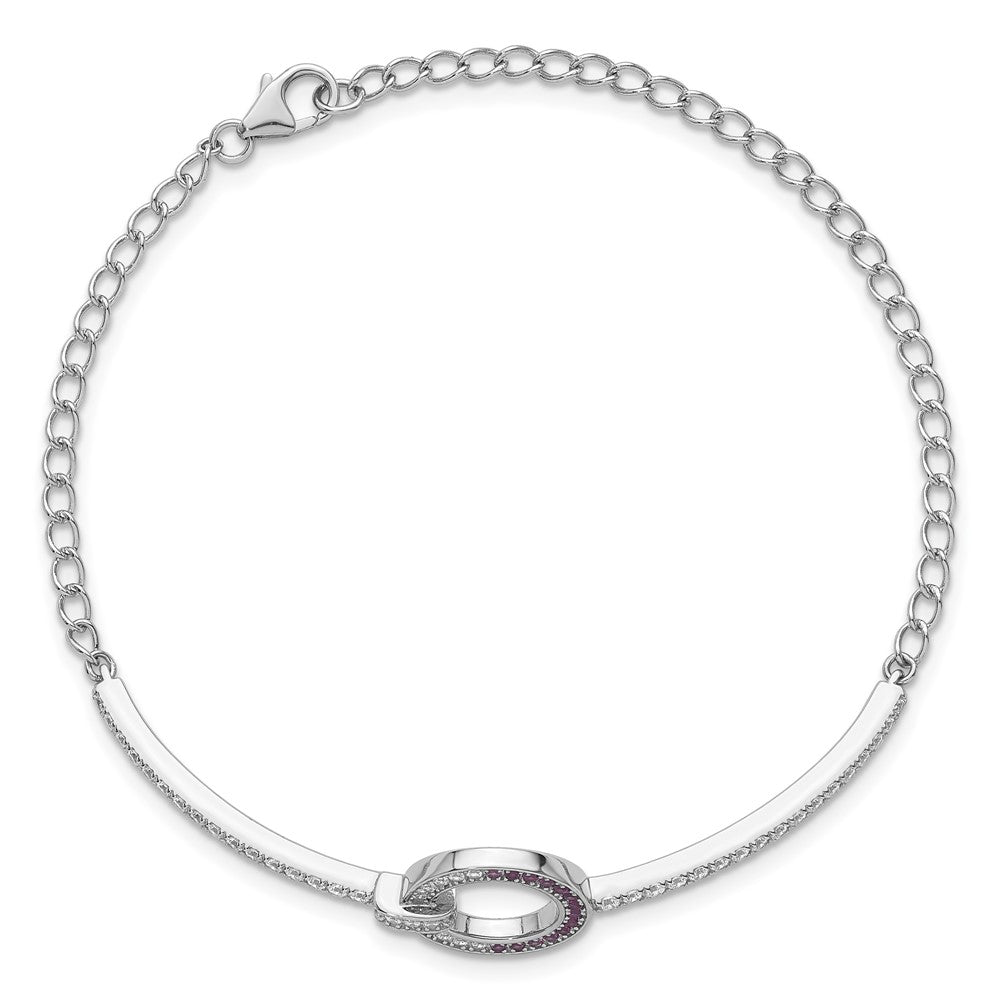 Sterlingsilber Rhodiniert Weiß & Rot Zirkonia Armband