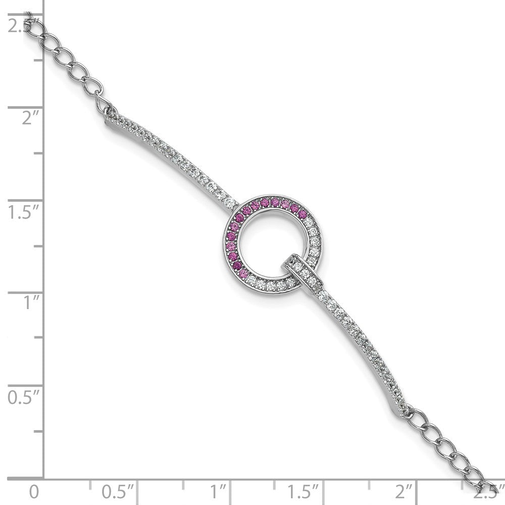 Sterlingsilber Rhodiniert Weiß & Rot Zirkonia Armband