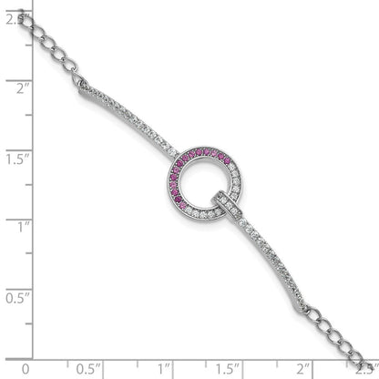 Sterlingsilber Rhodiniert Weiß & Rot Zirkonia Armband