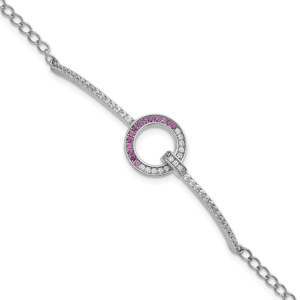 Sterlingsilber Rhodiniert Weiß & Rot Zirkonia Armband