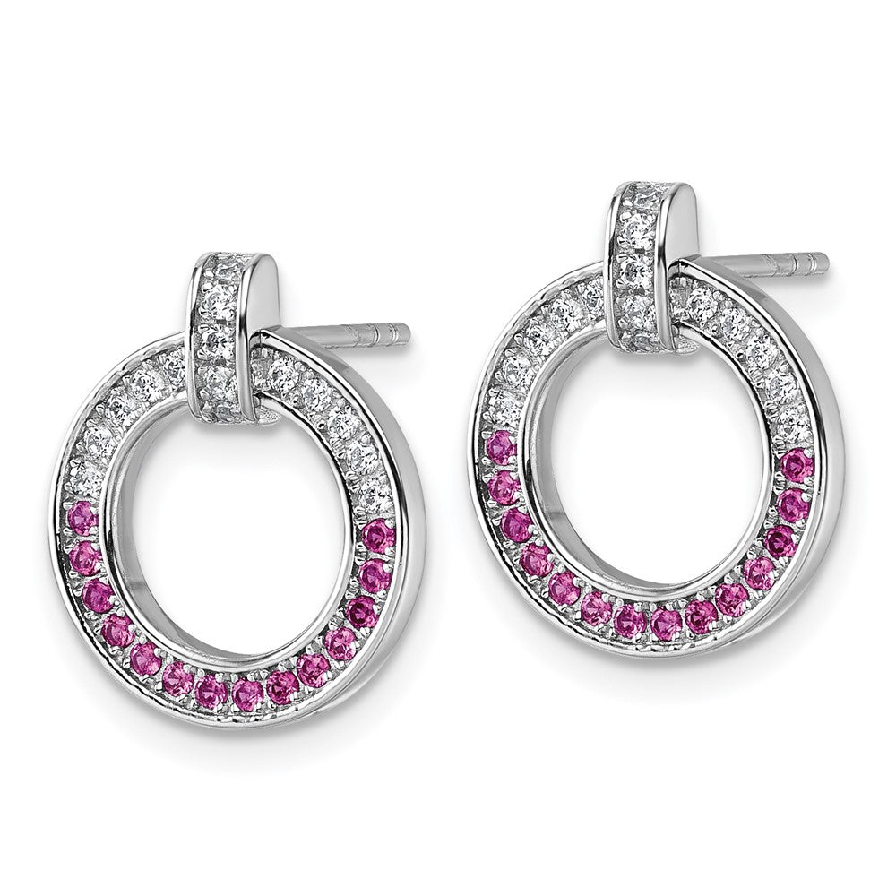Sterlingsilber Rhodiniert Weiß & Rosa Zirkonia Ohrstecker
