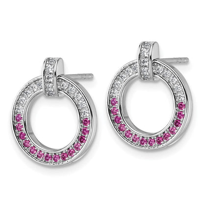Sterlingsilber Rhodiniert Weiß & Rosa Zirkonia Ohrstecker