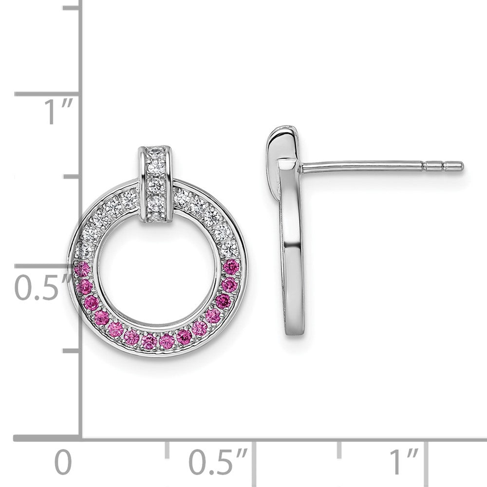 Sterlingsilber Rhodiniert Weiß & Rosa Zirkonia Ohrstecker