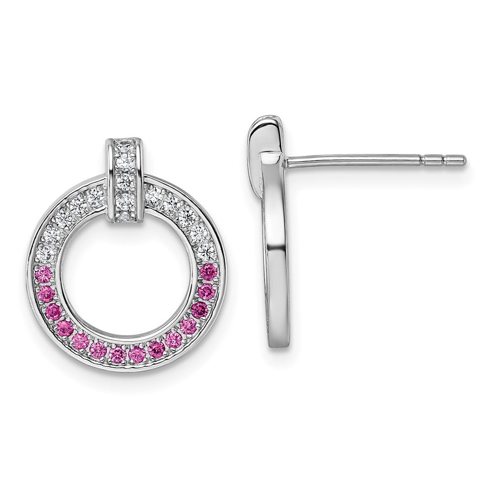 Sterlingsilber Rhodiniert Weiß & Rosa Zirkonia Ohrstecker