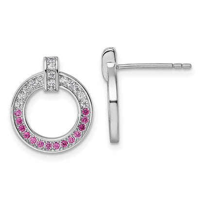 Sterlingsilber Rhodiniert Weiß & Rosa Zirkonia Ohrstecker