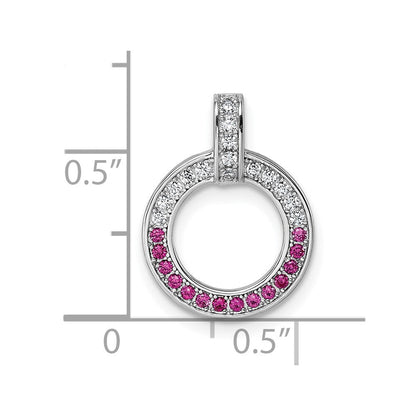 Sterlingsilber Rhodiniert Weiß & Rot Zirkonia Anhänger