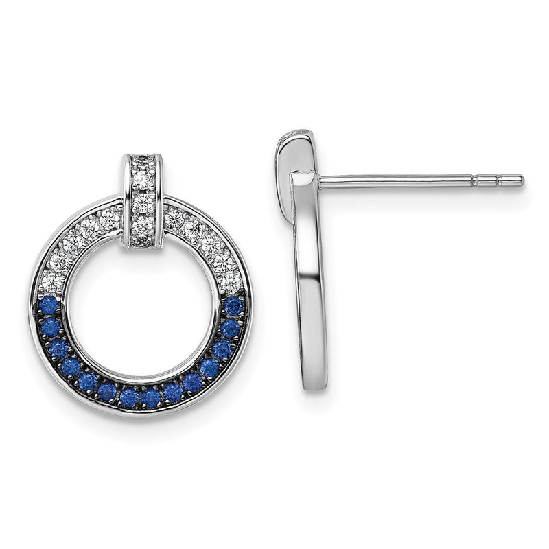 Sterlingsilber Weiß & Schwarz Rhodiniert Weiß & Blau Zirkonia Ohrstecker