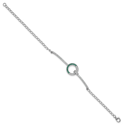 Sterlingsilber Rhodiniert Weiß & Grün Zirkonia Armband