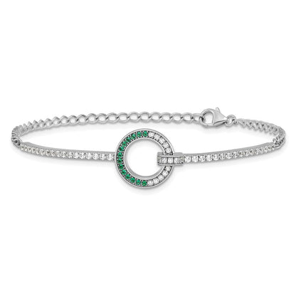 Sterlingsilber Rhodiniert Weiß & Grün Zirkonia Armband