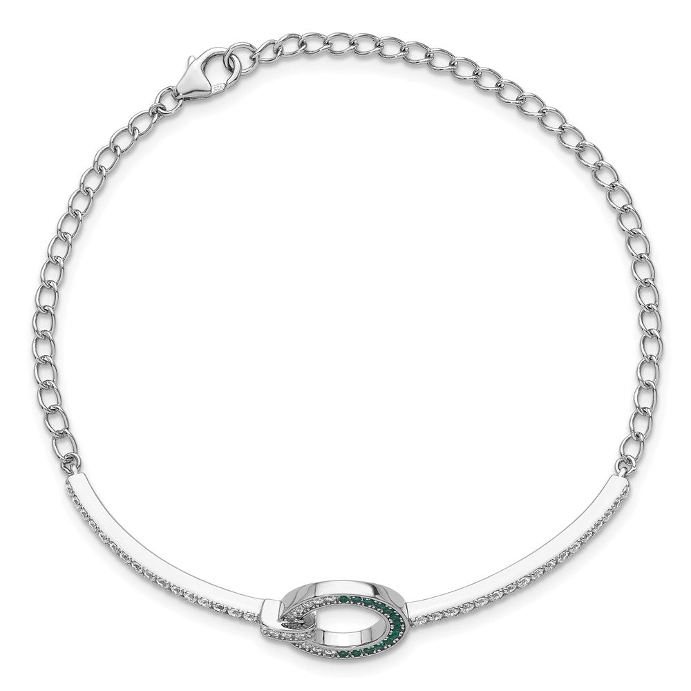 Sterlingsilber Rhodiniert Weiß & Grün Zirkonia Armband