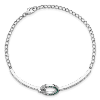 Sterlingsilber Rhodiniert Weiß & Grün Zirkonia Armband