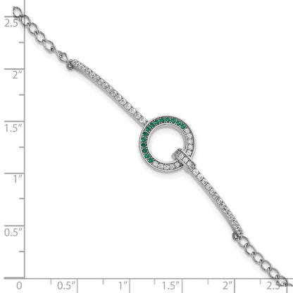 Sterlingsilber Rhodiniert Weiß & Grün Zirkonia Armband