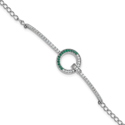 Sterlingsilber Rhodiniert Weiß & Grün Zirkonia Armband