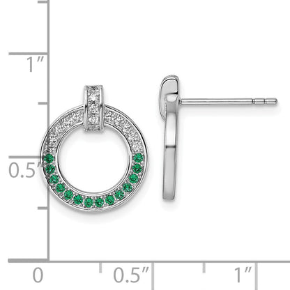Sterlingsilber Rhodiniert Weiß & Grün Zirkonia Ohrstecker