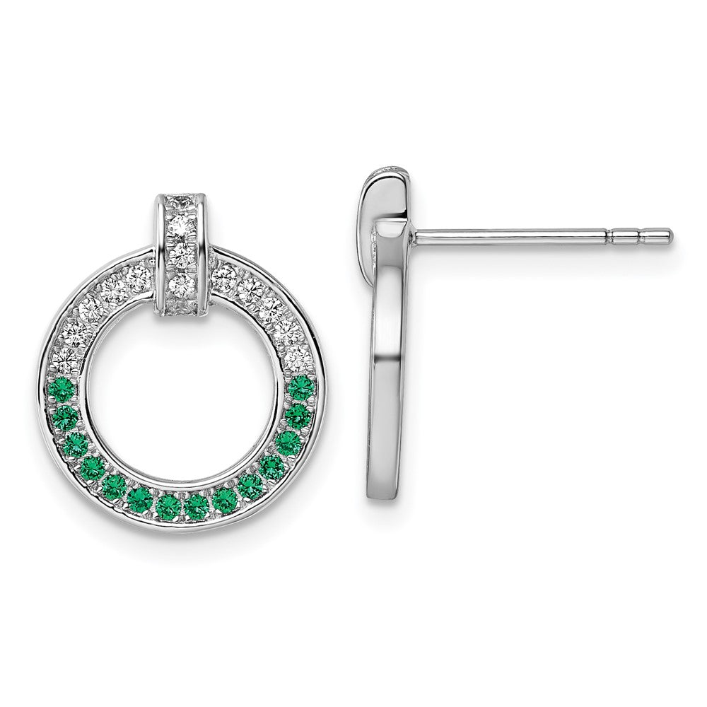 Sterlingsilber Rhodiniert Weiß & Grün Zirkonia Ohrstecker