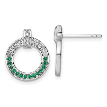 Sterlingsilber Rhodiniert Weiß & Grün Zirkonia Ohrstecker