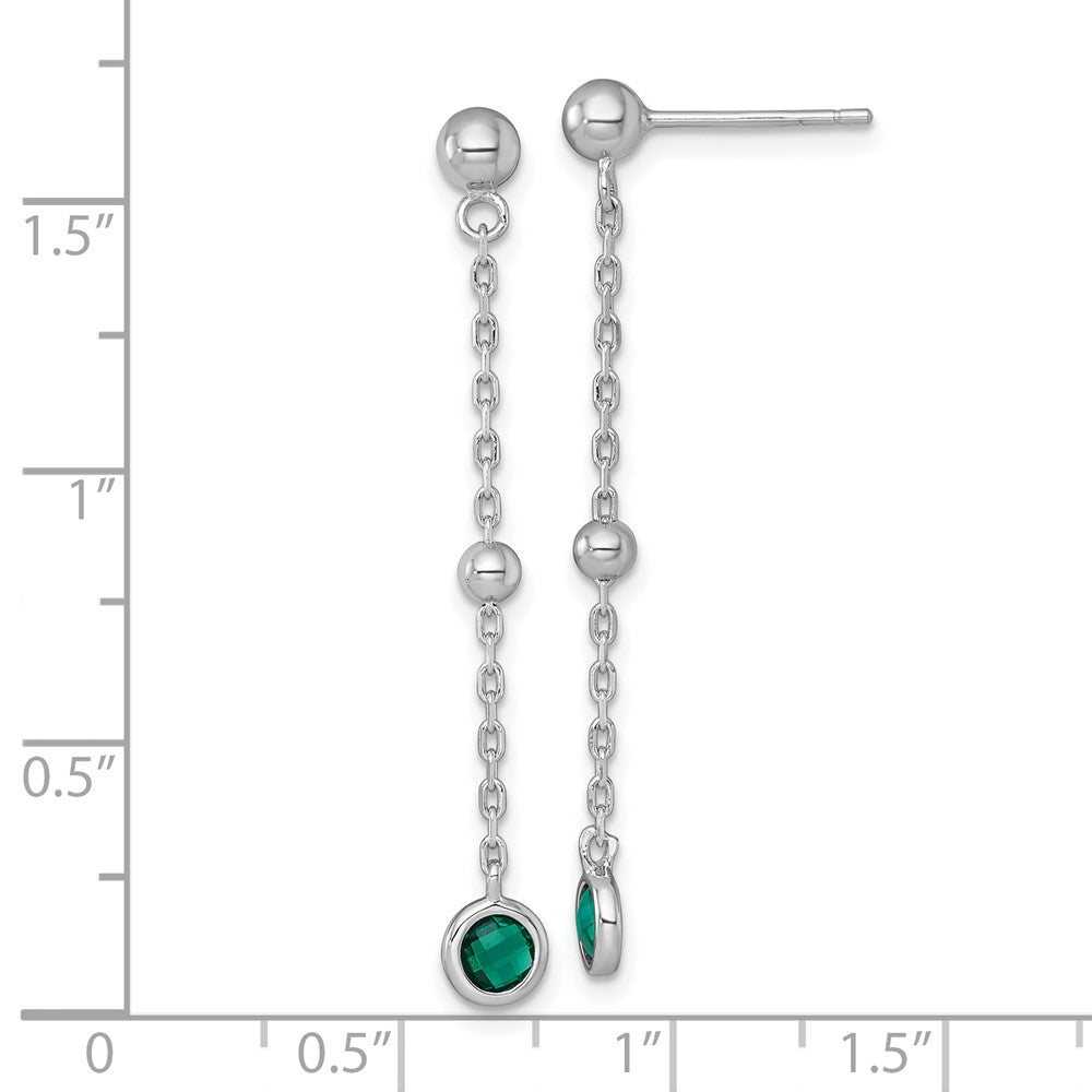 Sterlingsilber Rhodiniert Poliert Grün Zirkonia Stecker Ohrhänger
