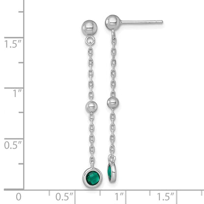 Sterlingsilber Rhodiniert Poliert Grün Zirkonia Stecker Ohrhänger