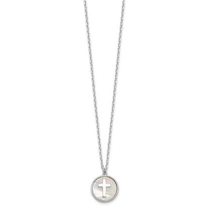 Sterlingsilber Poliert Perlmutt Kreuz Halskette
