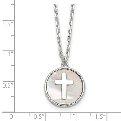 Sterlingsilber Poliert Perlmutt Kreuz Halskette