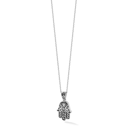 Sterlingsilber Rhodiniert Poliert/oxidized Filigran Hamsa 18 Zoll Halskette