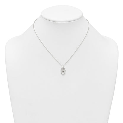 Sterlingsilber Poliert Zirkonia Herz in Oval Halskette