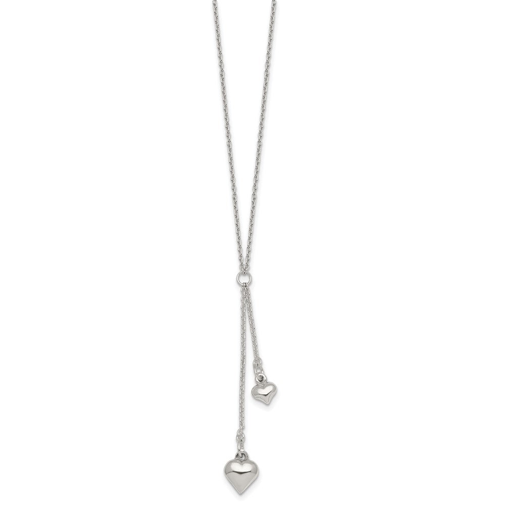 Sterlingsilber Poliert Zwei Herz Lariat Halskette