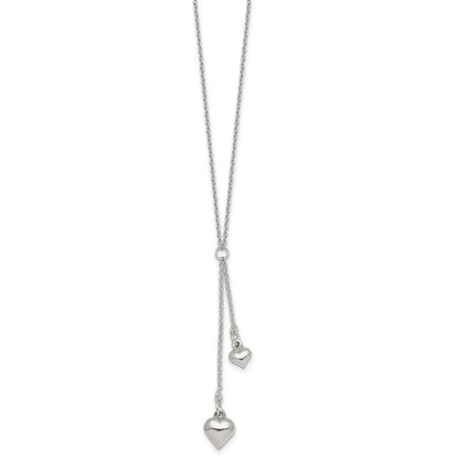 Sterlingsilber Poliert Zwei Herz Lariat Halskette