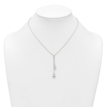 Sterlingsilber Poliert Zwei Herz Lariat Halskette
