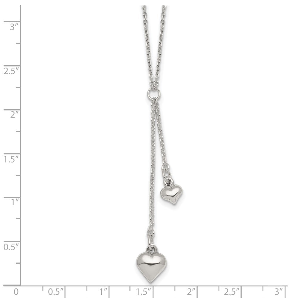 Sterlingsilber Poliert Zwei Herz Lariat Halskette