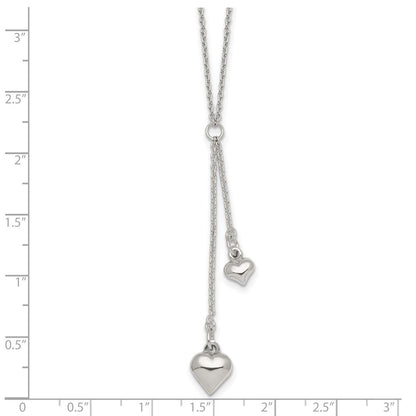 Sterlingsilber Poliert Zwei Herz Lariat Halskette