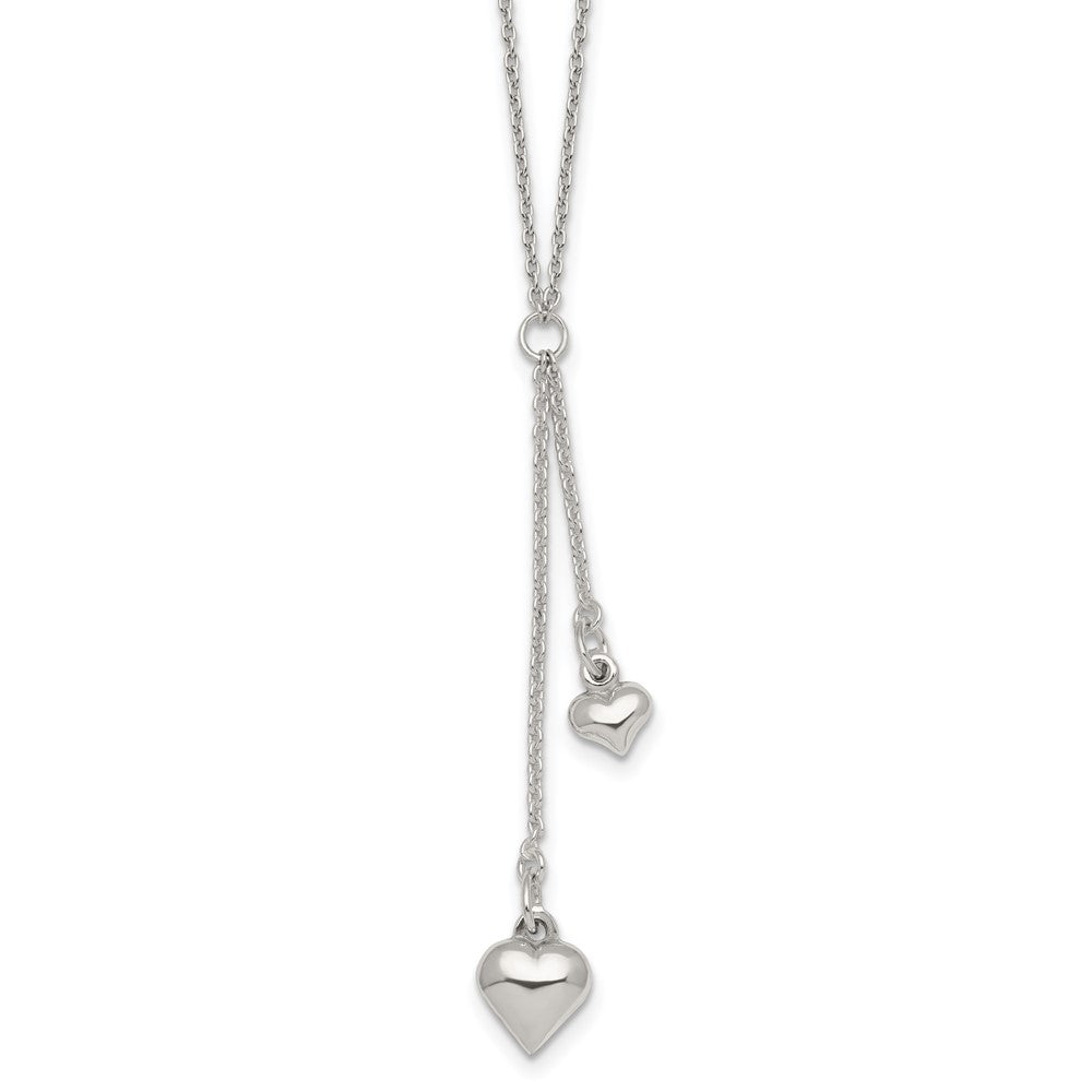 Sterlingsilber Poliert Zwei Herz Lariat Halskette