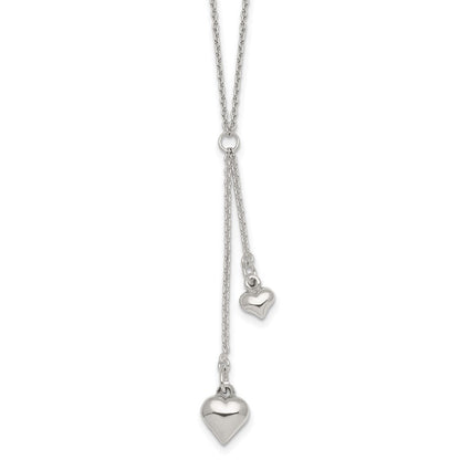 Sterlingsilber Poliert Zwei Herz Lariat Halskette