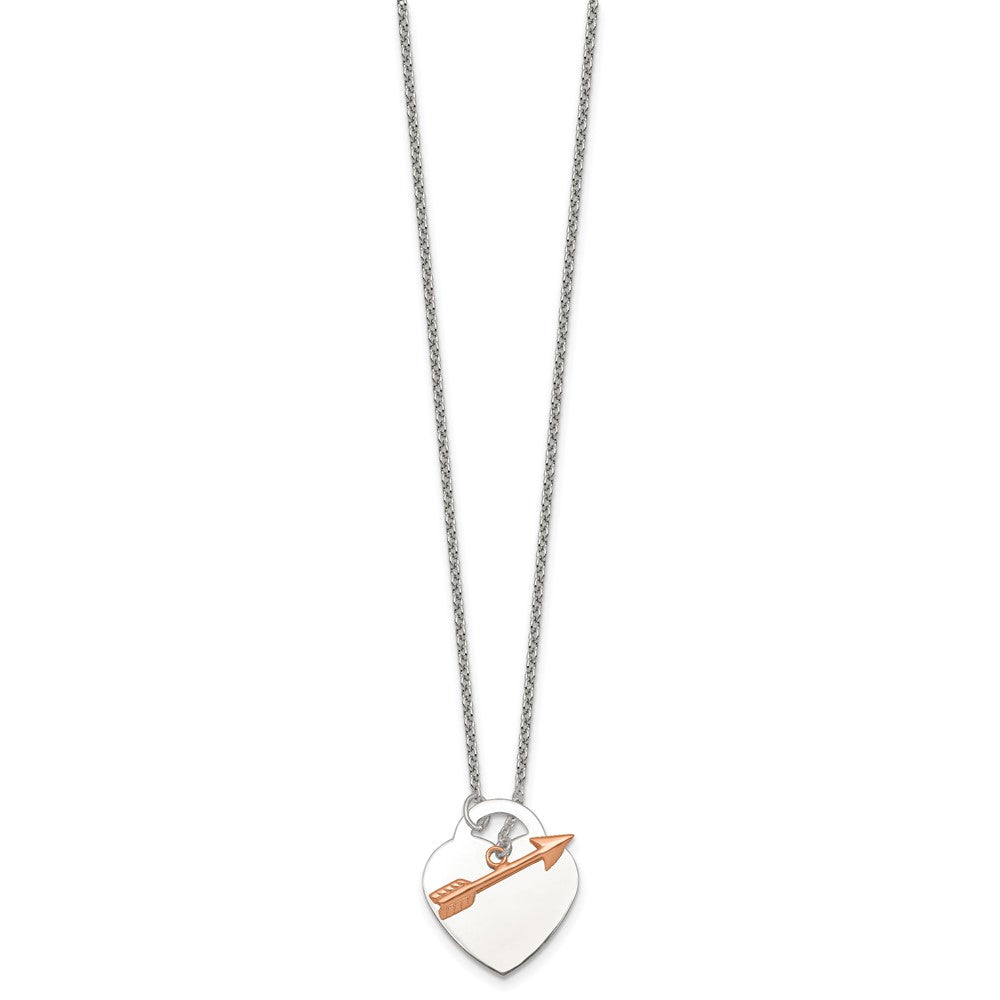 Sterlingsilber Roséfarben Herz und Pfeil Knebel Halskette