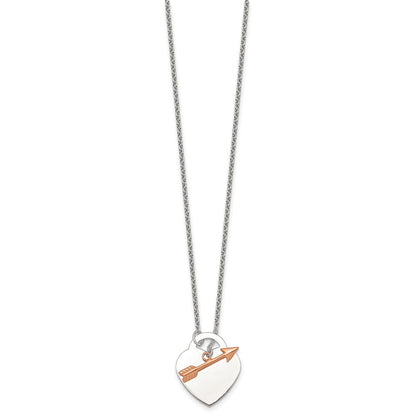 Sterlingsilber Roséfarben Herz und Pfeil Knebel Halskette