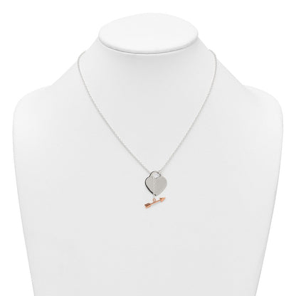 Sterlingsilber Roséfarben Herz und Pfeil Knebel Halskette