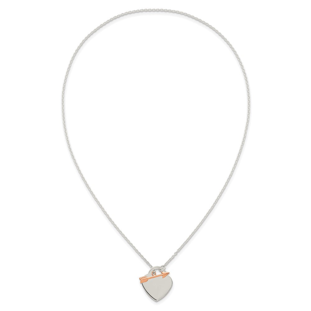 Sterlingsilber Roséfarben Herz und Pfeil Knebel Halskette
