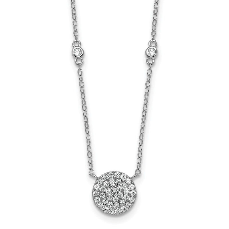 Sterlingsilber Rhodiniert Poliert Pavé Zirkonia Kreis 18 Zoll Halskette