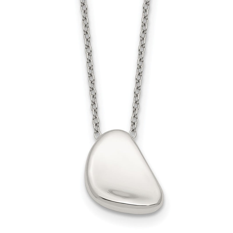 Sterlingsilber Poliert Pebble 16 Zoll mit 2 Zoll Verlängerung Halskette