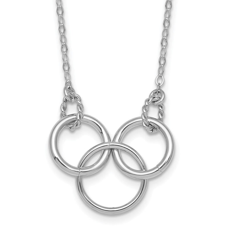 Sterlingsilber Rhodiniert Poliert Gedreht Ovals/circles 18.5 Zoll mit 2 Zoll Verlängerung Halskette