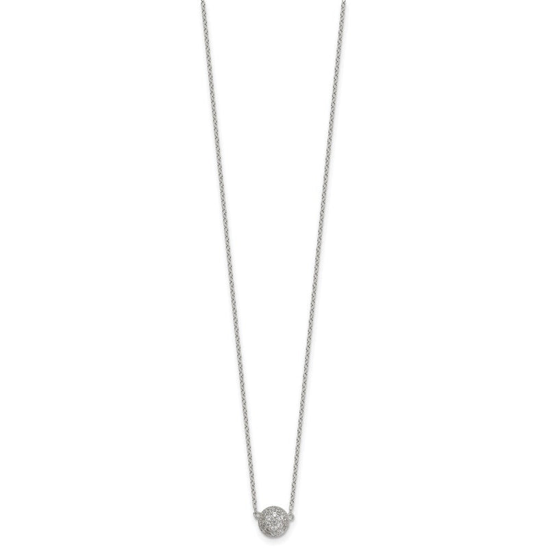 Sterlingsilber Poliert 7.0mm Pavé Zirkonia Kreis 16 Zoll mit 2 Zoll Verlängerung Halskette