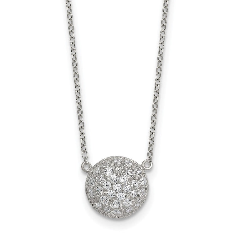 Sterlingsilber Poliert 11.0mm Pavé Zirkonia Kreis 16 Zoll mit 2 Zoll Verlängerung Halskette