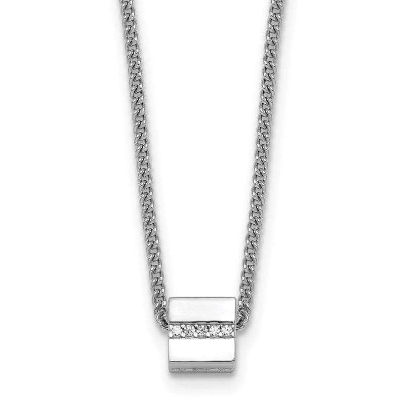 Sterlingsilber Rhodiniert Poliert Fantasie Zirkonia Cube 16 Zoll mit 2 Zoll Verlängerung Halskette