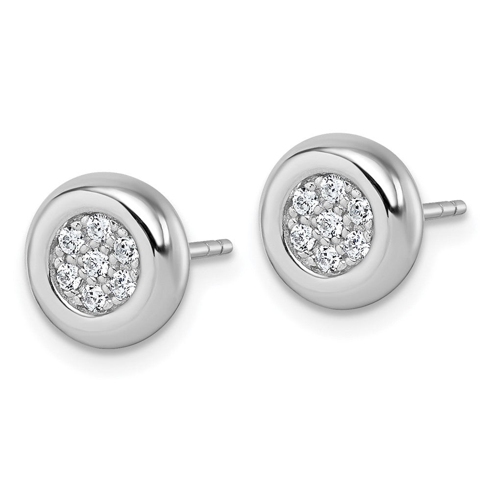 Sterlingsilber Rhodiniert Zirkonia Cluster Rund Ohrstecker