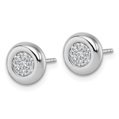 Sterlingsilber Rhodiniert Zirkonia Cluster Rund Ohrstecker