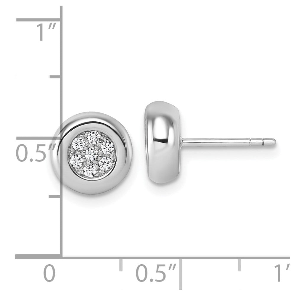 Sterlingsilber Rhodiniert Zirkonia Cluster Rund Ohrstecker